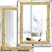 2 Piece Wall Mirrors, Crush Diamond Wall Decor, Gold Color Decorative Mirrors for Living Room, Bedroom, Bathroom. (11'x15')