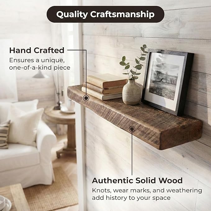 Reclaimed Wood Floating Shelves Real Solid Wood Floating Chunky Natural Floating Shelves Rustic