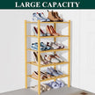 Smiry Bamboo Shoe Rack for Closet, 5 Tier Small Wooden Stackable Shoe Organizer, Free Standing Shoes Storage Shelf for Entryway, Front Door Entrance, Natural