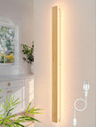 1 Pack Modern Plug in Long Wall Sconce 45.2‘’ LED Bamboo Wall Lights 35W Long Strip Indoor Wall Lamp 3000K with 6.5FT Plug in Cord and On/Off Switch on The Cord for Living Room Hallway Stairwell