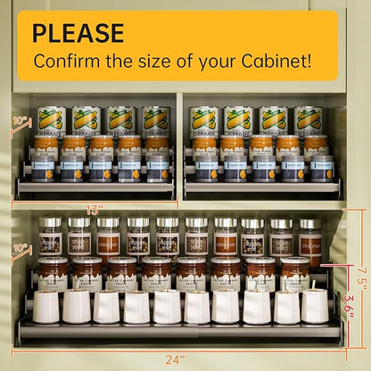 Expandable Carbon Steel Spice Rack Organizer for Pantry, Adjustable 3-Tier Ladder Shelf,Holds Up to 24 Cans,Kitchen Countertop Organizer, Rustproof Storage Rack for Spices, Cans, Sauces & Dry Goods