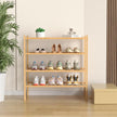 4 Tier Bamboo Shoe Rack for Closet Free Standing Wood Shoe Shelf for Entryway Small Space Stackable 27