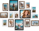 Vittanly 15 Pack Picture Frames Collage Wall Decor, Multi Sizes Including 3pcs 8x10, 6pcs 5x7 and 6pcs 4x6 Photo Frames, Gallery Frame Set for Wall or Tabletop Display, Black, Brown and White