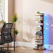 TUTOTAK Narrow Bookshelf, 8-Tier Bookcase with LED Lights, Spine Book Shelf for Small Space, Corner Standing Shelf for Living Room, Office, Study, Entryway, Rustic Brown BS06BB008L