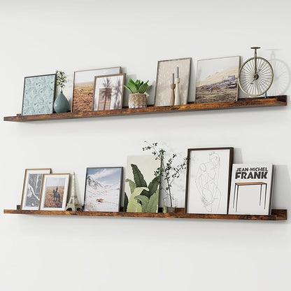 Picture Ledge Shelf, Floating Shelves Set of 2, 72 Inches Long Large Nursery Book Shelves for Toys Storage, Kids Bookshelf Wall Mounted for Living Room Bedroom Decor Books Photo Frames