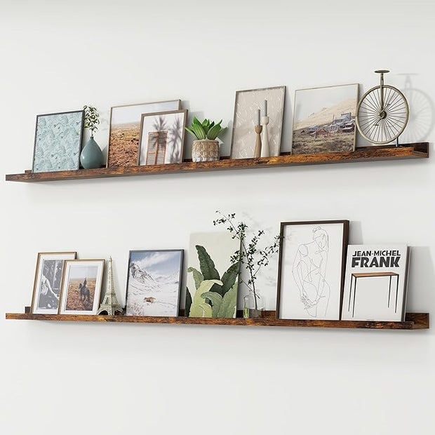 Picture Ledge Shelf, Floating Shelves Set of 2, 72 Inches Long Large Nursery Book Shelves for Toys Storage, Kids Bookshelf Wall Mounted for Living Room Bedroom Decor Books Photo Frames