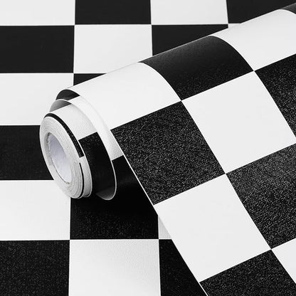 Black and White Contact Paper Mosaic Checkered Peel and Stick Wallpaper 17.3"x120" Lattice Self Adhesive Waterproof Vinyl Roll for Bathroom Kitchen Backsplash Cabinets Shelf Liners Drawers
