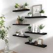 Black Wood Floating Shelves for Wall Rustic Wall Shelf for Bedroom Living Room Set of 4