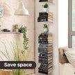 Floating Book Shelves for Wall, 6 Tier Invisible Floating Bookshelf, Vertical Spine Book Tower, Wall Mounted & Space Saving, Heavy Duty Metal Book Organizer for Home Office, 3 Pack White