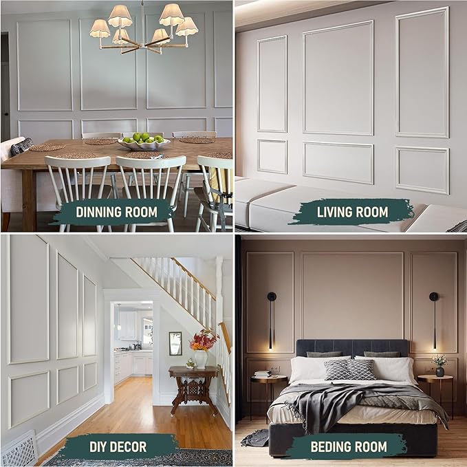 Melkus Wall Molding 3 Set Premade Wainscoting Panels for Interior Wall Décor Installed with Construction Glue Wainscoting Accent Panel Style 3