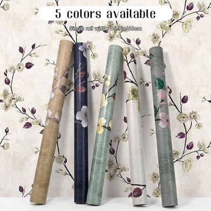 Floral Peel and Stick Wallpaper Flower Tree Contact Paper A Set of 17.5"x1200" Self Adhesive Removable Modern Beige Wall Paper Decorative Wall Covering Countertop Vinyl Film Roll