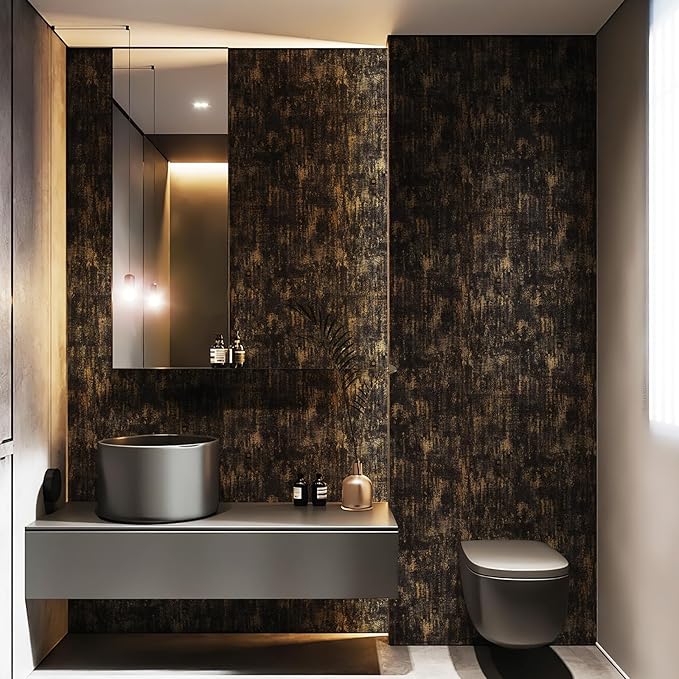 JiffDiff Vintage Metallic Peel and Stick Wallpaper Self Adhesive Industrial Metallic Concrete Wall Paper Modern Stick on Wallpaper Contatt Paper(17.3