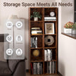 5 Cube Storage Organizer, 5 Tier Cube Low Bookcase Freestanding Storage Display Organizer, Five-Cubes Open Shelf Bookshelf for Home Office (Retro Brown, 5-Cube)