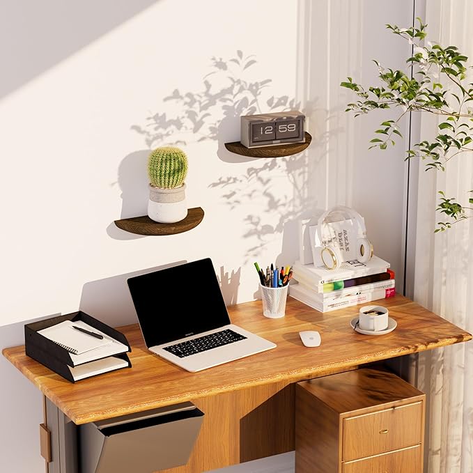 Solid Wood Half Round Floating Wall Shelves | Elegant Floating Shelves, Elevate Your Space. Perfect for Living Rooms, Bathrooms, Bedrooms, Offices, Children's Rooms