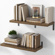 Marsmiles Extra Wide Floating Shelves for Wall, 24x8 Inch Natural Wood Grain Bookshelves, Heavy Duty Mounted Shelving for Bathroom, Kitchen, Living Room, Bedroom,Set of 2，Rustic Brown
