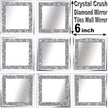 Crush Diamond Mirrors Wall Decor 6inch Mirror Tiles for Crafts, 8 Pack Square Silver Diamond Glass Mirrors for Home Wall Decor, Mosaics DIY.