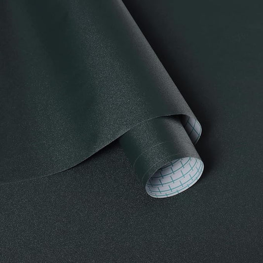 Peel and Stick Wallpaper - Upgraded Dark Green Contact Paper for Cabinets, Bathroom, Bedroom & Kitchen Cabinet - 17.3" x 197" Removable Self-Adhesive Wallpaper
