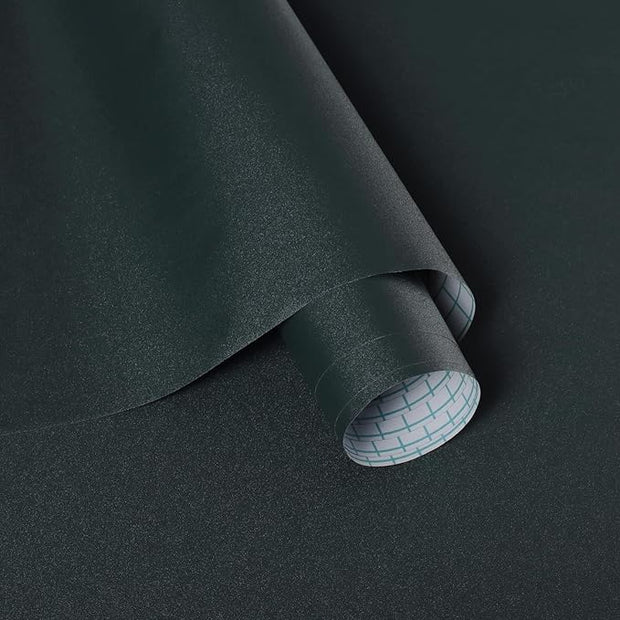 Peel and Stick Wallpaper - Upgraded Dark Green Contact Paper for Cabinets, Bathroom, Bedroom & Kitchen Cabinet - 17.3" x 197" Removable Self-Adhesive Wallpaper
