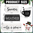 Marsui 4 Pcs Winter Wooden Tabletop Decor Rustic Hot Cocoa Block Sign Gift Farmhouse Christmas Tiered Tray Centerpiece Winter Decor for Home Office Desk Shelf Mantel