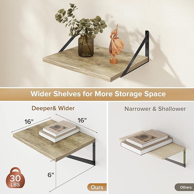 Deep Floating Shelves Wall Mounted, 16