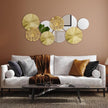 Hicarer 9 Pcs Circle Mirrors Metal Home Decor Wall Decorative Modern Round Accent Wall Art Sculpture Hanging Decorations for Living Room Office Bedroom Kitchen(Gold)