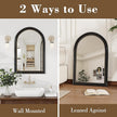 Axeman 24x36 Arched Wall Mirror, Decorative Bathroom Mirror, Traditional Vintage Wall Mounted Mirror with Beaded Frame for Accent Living Room Vanity Bedroom Entryway, Black