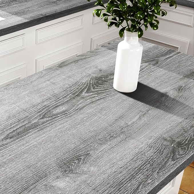 Stickyart 24"x160" Thick Grey Peel and Stick Wood Wallpaper Matte Self Adhesive Rustic Wood Grain Contact Paper for Kitchen Cabinets Removable Wood Contact Paper Decorative Bookshelves Closet Door