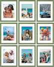 Vittanly 11x14 Picture Frames Set of 9, Shatter Resistant Plexiglass, Display 8x10 Pictures with Mat or 11x14 without Mat, Photo Frames for Wall or Tabletop, Engineered Wood, Rustic Green