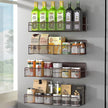 Magnetic Spice Rack for Refrigerator, 4 Pack 100% Metal Strong Magnet Fridge Shelves, Space Saving Spice Organizer, No Drilling Moveable Home Kitchen Laundry Room Storage Organization, Brown
