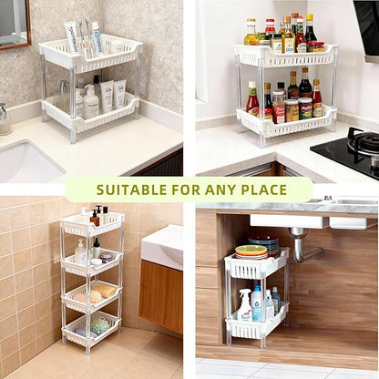 4-Tier Standing Shelf Unit with Drainage Baskets – Sturdy Bathroom & Shower Organizer, Over The Toilet Storage, Space-Saving Shelf for Bathroom Essentials, Towels, & Toiletries