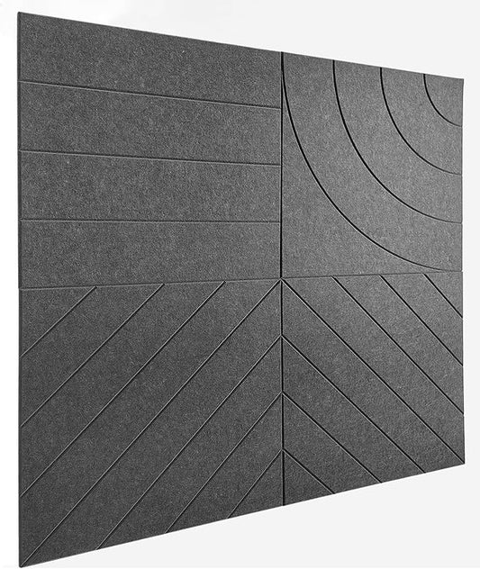 21.65" Large Square Acoustic Panels 4-Pack - Sound Absorbing Wall Panels, Noise Reducing Soundproof Decorative Felt Tiles for Home Office, Studio, Living Room - Gray Black