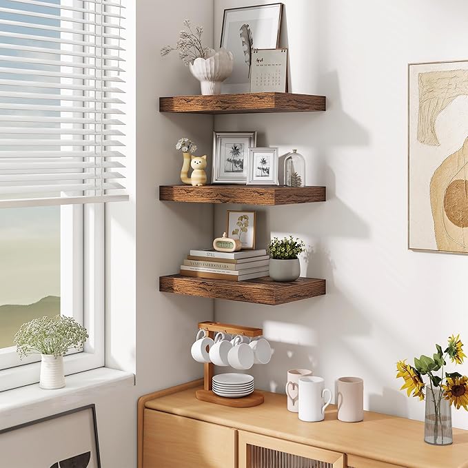 Fun Memories Floating Shelves for Wall - 10 x 16 Floating Shelf - Rustic Wood Storage Shelf - Wall Shelves with Invisible Bracket - 16