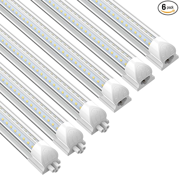 CNSUNWAY LED Shop Lights 2FT, 20W High-Efficiency Under Cabinet Lighting 6500K Cool White, V-Shaped Linkable T8 Shop Light for Workbench, Kitchen, Workshop, Basement, ETL Listed (6 Pack)