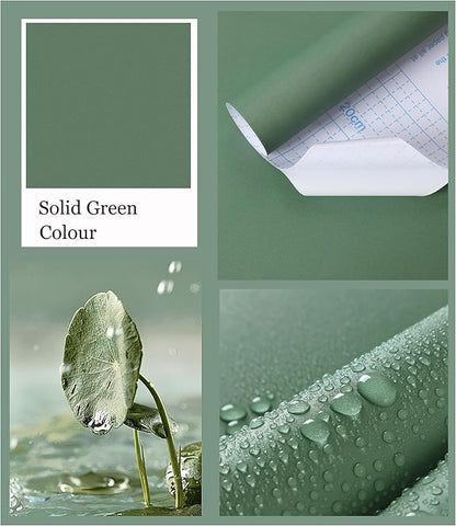 HeloHo Solid Green Wallpaper Matte Textured Peel and Stick Wall Paper Modern Self Adhesive Removable Waterproof Contact Paper for Living Room Bedroom Decor 78.7"X15.7"