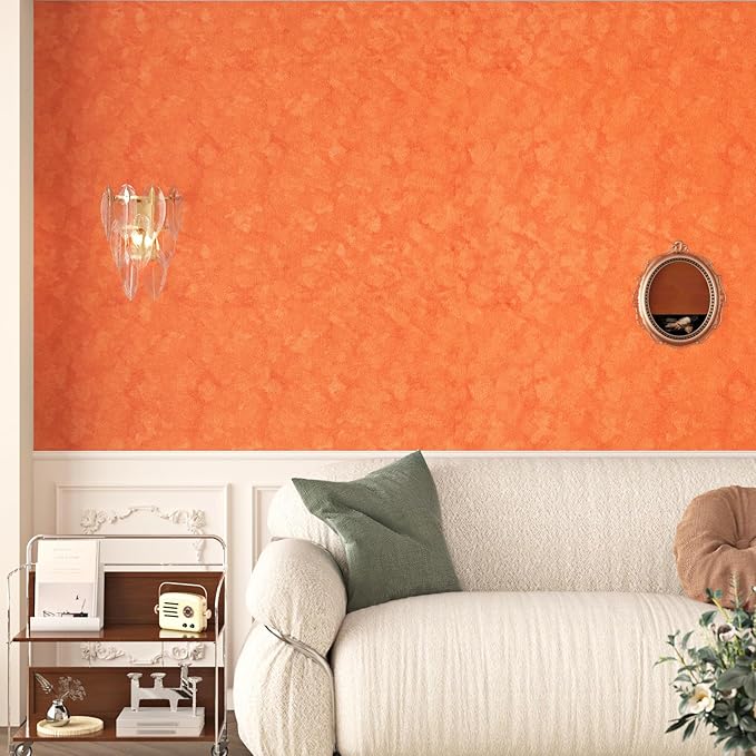 Wallercity Orange Self Adhesive Velvet Drawer Liner Soft Flocked Fabric Wallpaper Removable Funky Orange Velvet Wallpaper Peel and Stick Drawer Felt Lining for Jewelry Box DIY Dresser 11.8"x78.7"