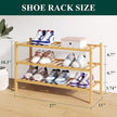 Smiry Bamboo Shoe Rack for Closet, 3 Tier Wooden Stackable Shoe Organizer, Free Standing Shoes Storage Shelf for Entryway, Front Door Entrance, Natural & White