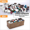 ELLDOO Coffee Pod Holder, Large Capacity Coffee Pod Organizer for K Cup Nespresso Pods, Hand-Woven Seagrass Storage Basket, 3-Section Wicker Baskets for Shelves Closets, Coffee