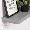 BAOBAB WORKSHOP Wood Floating Shelves for Wall - Rustic Shelf 16 inch - Grey Bathroom Shelves - Solid Wood Shelves for Wall for Bedroom Kitchen Living Room - Gray Finish, 16W × 6.7D, Set of 2