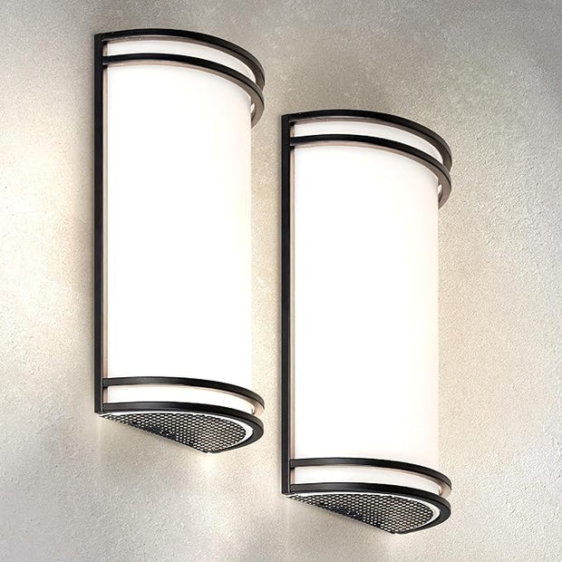 ASD LED Indoor Wall Mount Light Fixture - 14 Inch 20W Modern Interior Matte Black Dimmable Wall Sconce Light - ETL 3000K 4000K 5000K Adjustable - Hallway, Bedroom LED Wall Lights, 2 Pack