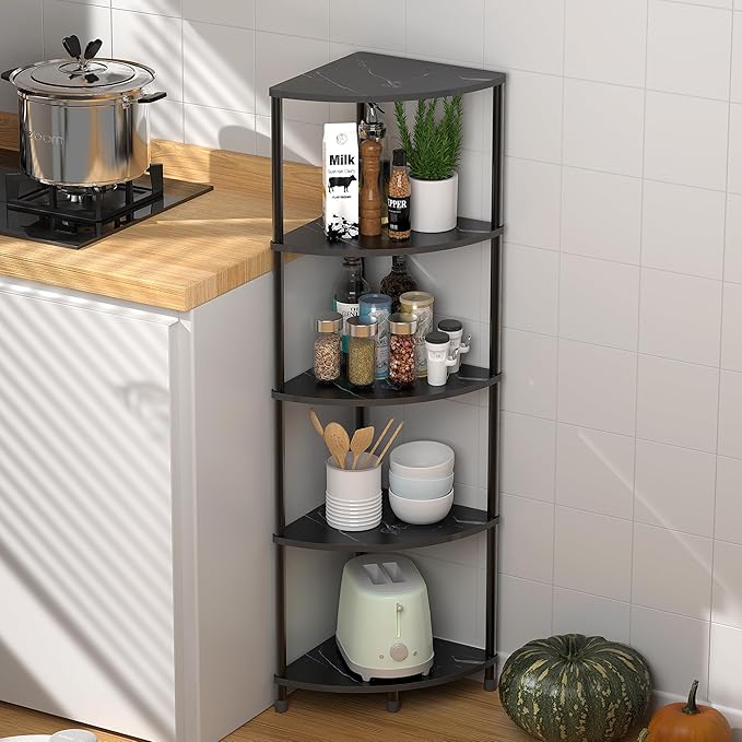 Book Shelf Corner Shelf, 5 Tier Corner Bookshelf Display for Living Room Decor, 44.1