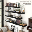Floating Shelves for Wall, 24 Inch Wide x 12 Inch Deep Floating Shelves, Long Wood Floating Wall Shelf Shelves for Living Room Bathroom Bedroom Kitchen Home - (Black, 24
