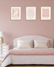 Framed Matisse Pink Canvas Wall Art,Abstract Matisse Canvas Wall Decor,16x12IN High Framed Wood Design Print,Minimalist Classic Decor Aesthetic for Living Room,Bedroom,Bathroom Set of 3