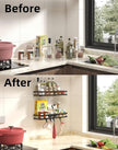 𝐒𝐩𝐢𝐜𝐞 𝐑𝐚𝐜𝐤 Organizer 𝐖𝐚𝐥𝐥 𝐌𝐨𝐮𝐧𝐭- 15.7in 2Pack [Upgraded Version] Hanging Seasoning Organizer Shelf with Paper Towel Holder, Storage for Cabinet or Wall Mounted with 4 Strong Hooks