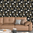 Black Gold Peel and Stick Wallpaper White Floral Contact Paper 17.5in x 118in Dark Vintage Plants Lines Flower Self Adhesive Waterproof Removable for Room Shelves Cabinet Drawer Table Decor