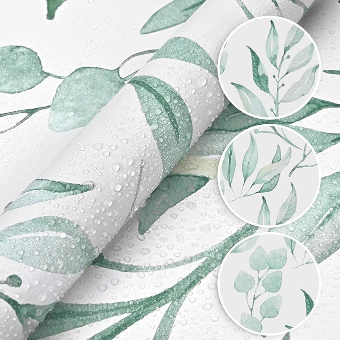 WENMER Green Leaf Wallpaper Floral Peel and Stick Wallpaper 17.7