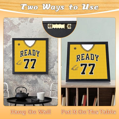 1 Pack T Shirt Display Frame, 15'' X 15'' Black Imitation Wood T Shirt Frame with 98% UV Protection Acrylic, 1" Depth of Usable Space Shadow Box, Display Case for Shirts, Jerseys, Memorabilia