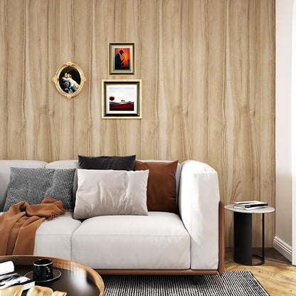 Wallercity Brown/Yellow Wood Wallpaper Peel and Stick Countertops Wood Grain Contact Paper for Cabinets Self Adhesive Removable Wooded Wall Paper Decorative Vinyl Wrap for Furniture Desk 15.8''x236''