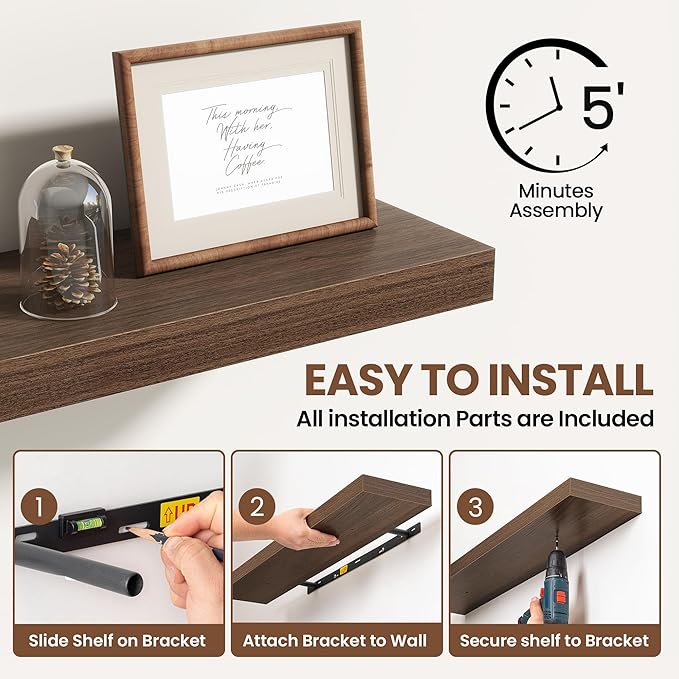 72 Inch Floating Shelves for Wall 2 Pack, 72
