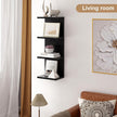 Fun Memories 4 Tier Wall Shelf Unit, Vertical Floating Shelf, Wall Mount Lack Shelving Home Decor Organizer Tall Tower Design Utility Shelving for Bedroom Living Room, Black