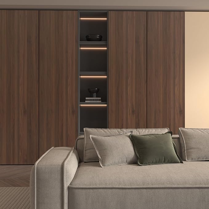 BOMENG Walnut Wood Contact Paper 16x354 inch Dark Brown Wood Wallpaper Peel and Stick Waterproof Removable Faux Wood Grain Vinyl Wrap Vintage Countertop Paper for Drawer Liner Cabinets Walls Desk